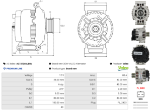 Alternateur A3727(VALEO)