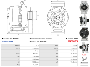 Alternateur A6174(DENSO)