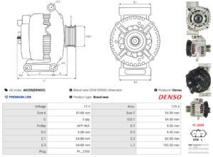 Alternateur A6255(DENSO)