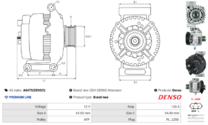 Alternateur A6475(DENSO)