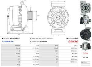 Alternateur A6478(DENSO)