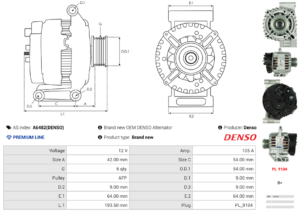Alternateur A6482(DENSO)