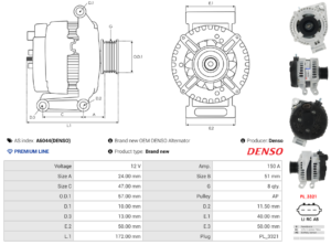 Alternateur A6044(DENSO)