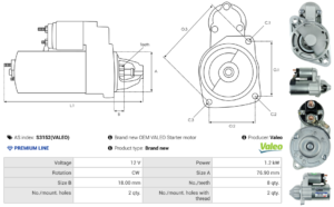 Démarreur S3152(VALEO)
