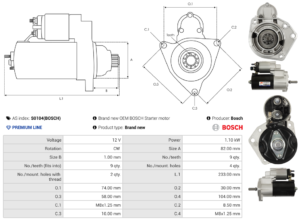 Démarreur S0104(BOSCH)