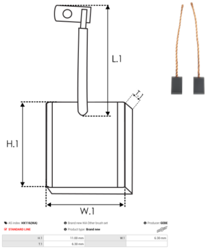 Balai / Charbon alternateur HX116(IKA)
