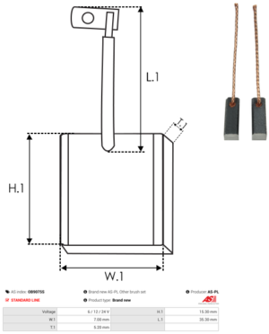Balai / Charbon alternateur OB9075S