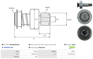 Lanceur / Pignon démarreur SD3185(VALEO)