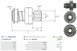 Lanceur / Pignon démarreur SD3001(VALEO)