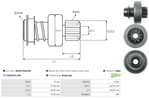 Lanceur / Pignon démarreur SD3012(VALEO)