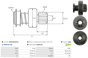 Lanceur / Pignon démarreur SD3018(VALEO)