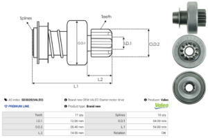 Lanceur / Pignon démarreur SD3020(VALEO)