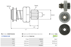 Lanceur / Pignon démarreur SD3027(VALEO)