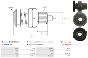Lanceur / Pignon démarreur SD0321(BOSCH)