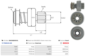 Lanceur / Pignon démarreur SD0328(BOSCH)