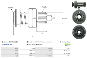 Lanceur / Pignon démarreur SD3105(VALEO)
