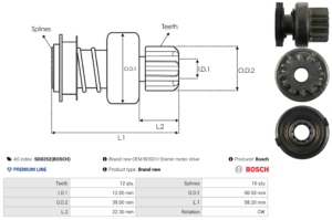 Lanceur / Pignon démarreur SD0252(BOSCH)