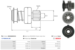 Lanceur / Pignon démarreur SD0260(BOSCH)