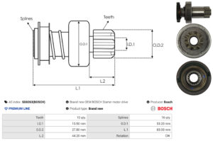 Lanceur / Pignon démarreur SD0263(BOSCH)