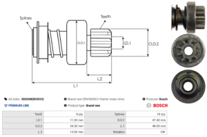 Lanceur / Pignon démarreur SD0268(BOSCH)
