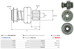 Lanceur / Pignon démarreur SD0273(BOSCH)