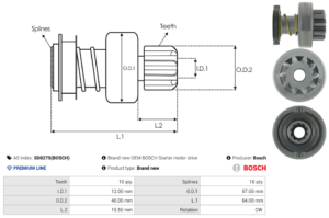 Lanceur / Pignon démarreur SD0275(BOSCH)