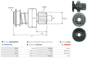 Lanceur / Pignon démarreur SD0302(BOSCH)