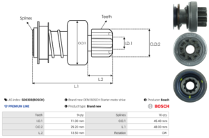 Lanceur / Pignon démarreur SD0303(BOSCH)