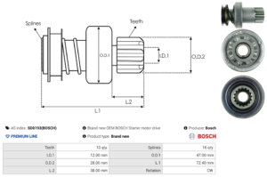Lanceur / Pignon démarreur SD0193(BOSCH)