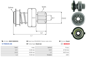 Lanceur / Pignon démarreur SD0212(BOSCH)
