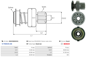 Lanceur / Pignon démarreur SD0229(BOSCH)