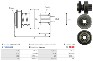 Lanceur / Pignon démarreur SD0024(BOSCH)
