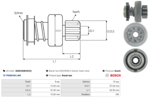 Lanceur / Pignon démarreur SD0034(BOSCH)