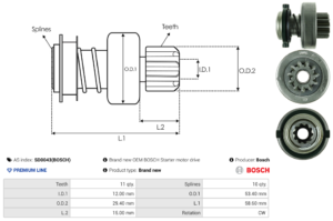 Lanceur / Pignon démarreur SD0043(BOSCH)