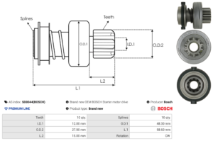 Lanceur / Pignon démarreur SD0044(BOSCH)