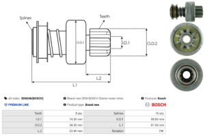 Lanceur / Pignon démarreur SD0046(BOSCH)