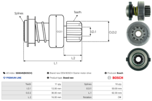 Lanceur / Pignon démarreur SD0049(BOSCH)