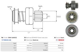 Lanceur / Pignon démarreur SD0011(BOSCH)