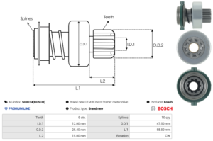 Lanceur / Pignon démarreur SD0014(BOSCH)