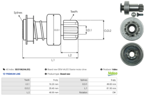 Lanceur / Pignon démarreur SD3106(VALEO)