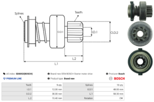 Lanceur / Pignon démarreur SD0052(BOSCH)
