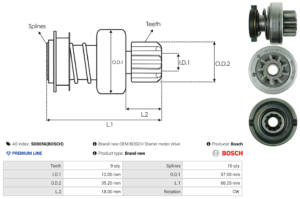 Lanceur / Pignon démarreur SD0056(BOSCH)