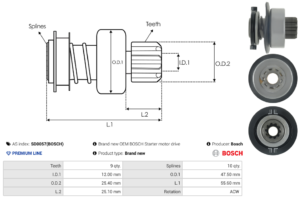 Lanceur / Pignon démarreur SD0057(BOSCH)