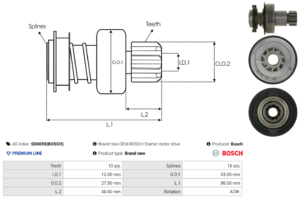 Lanceur / Pignon démarreur SD0059(BOSCH)