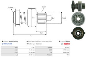 Lanceur / Pignon démarreur SD0067(BOSCH)