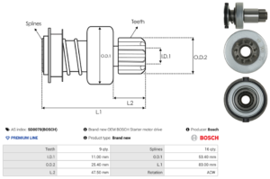Lanceur / Pignon démarreur SD0070(BOSCH)