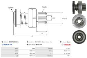 Lanceur / Pignon démarreur SD0073(BOSCH)