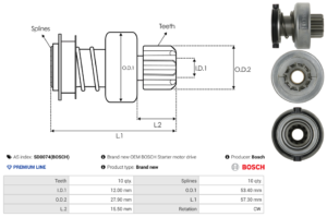 Lanceur / Pignon démarreur SD0074(BOSCH)