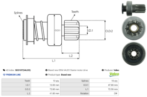 Lanceur / Pignon démarreur SD3107(VALEO)