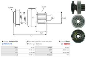 Lanceur / Pignon démarreur SD0080(BOSCH)